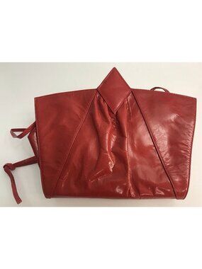 Vintage Susan Gail Red Leather Shoulder Purse Spain Diamond Design